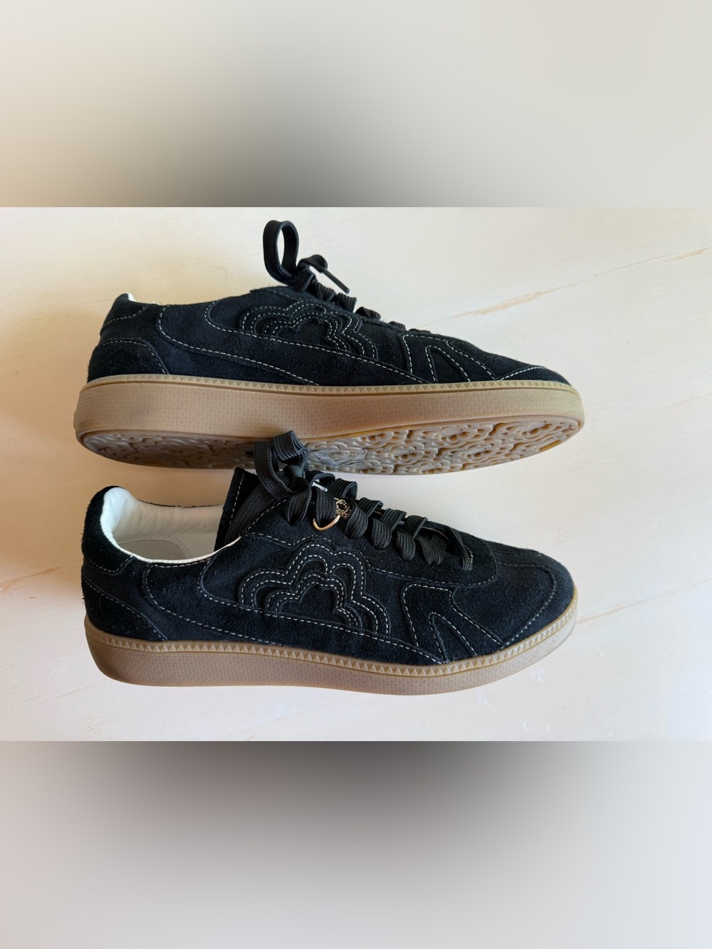 Maje black suede embroidered sneakers